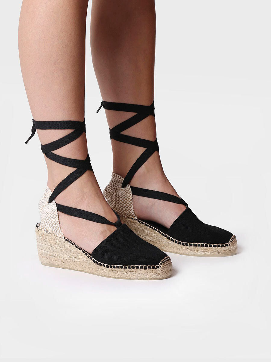 Valencian espadrille with strings for women - VALENCIA-BLACK