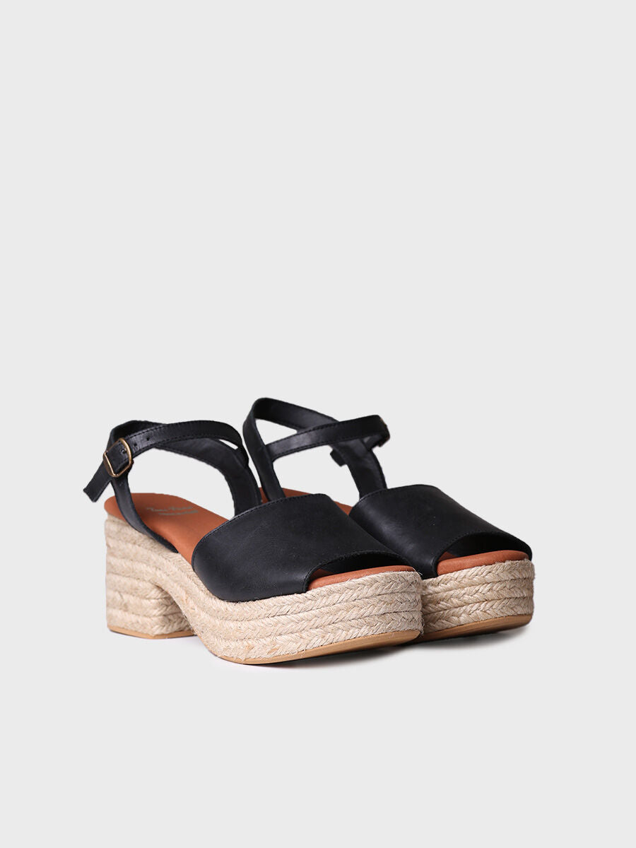 Women's espadrilles with wide heel - ADRIANA-BLACK