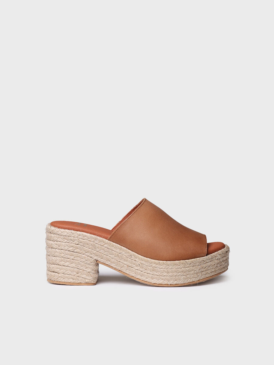 Leather espadrilles with wide heel - ANDREA-TAN