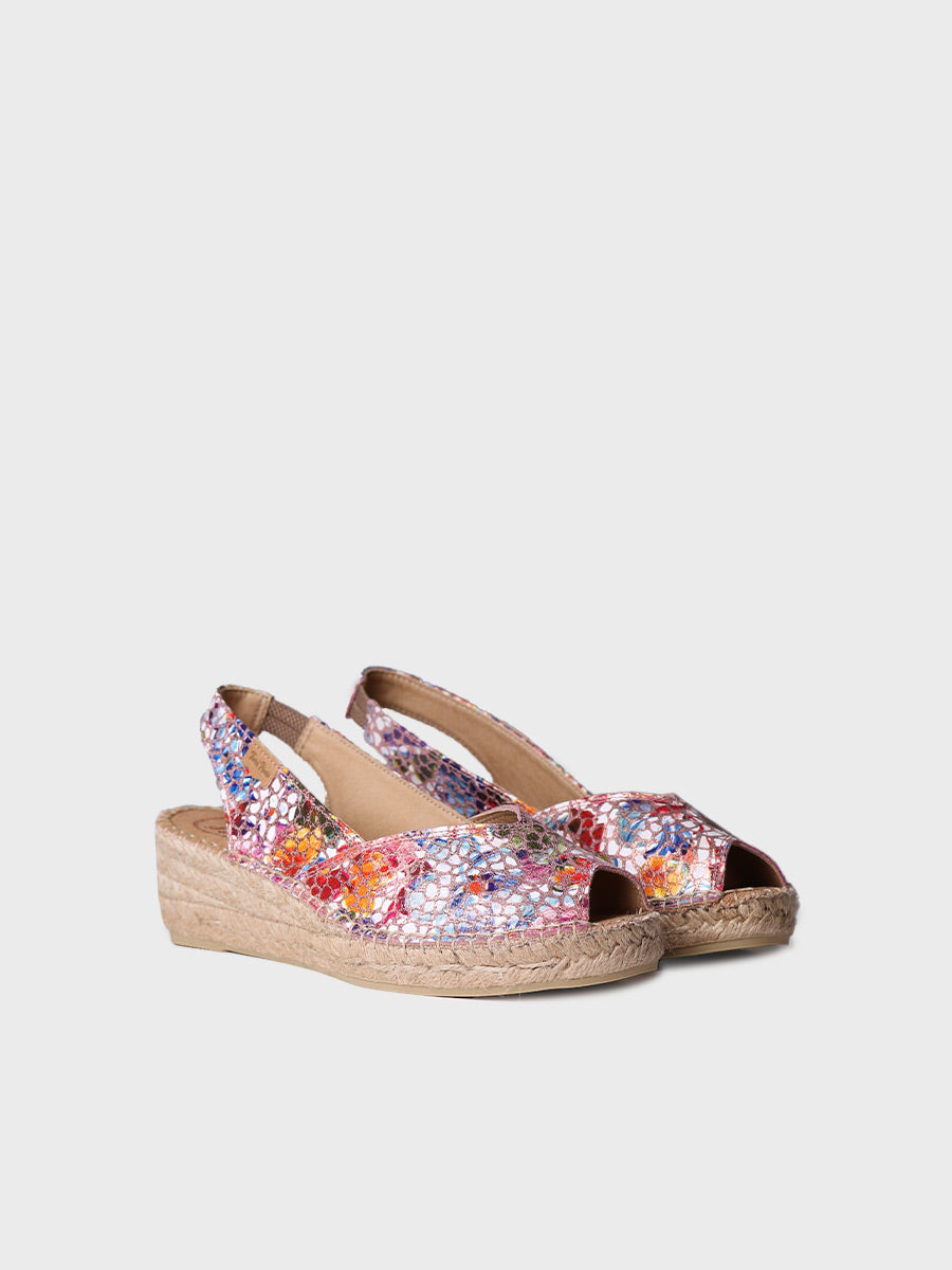 Wedge espadrilles in leather - BERNIA-PM-MULTI MOSAIC