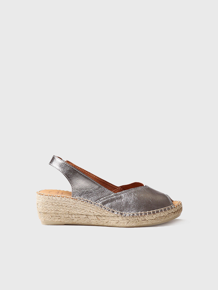 Wedge espadrilles in leather - BERNIA-P-SILVER