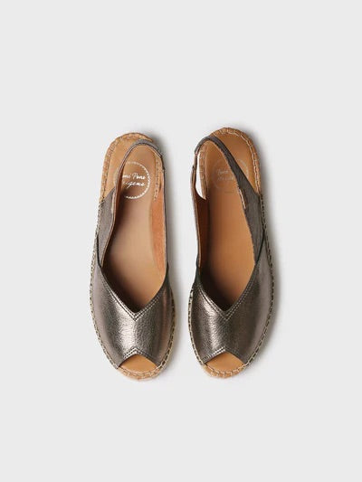 Women's leather peep-toe espadrille wedge | BERNIA-P