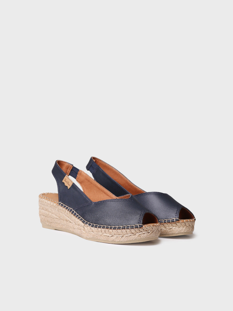 Wedge espadrilles in leather - BERNIA-P-NAVY