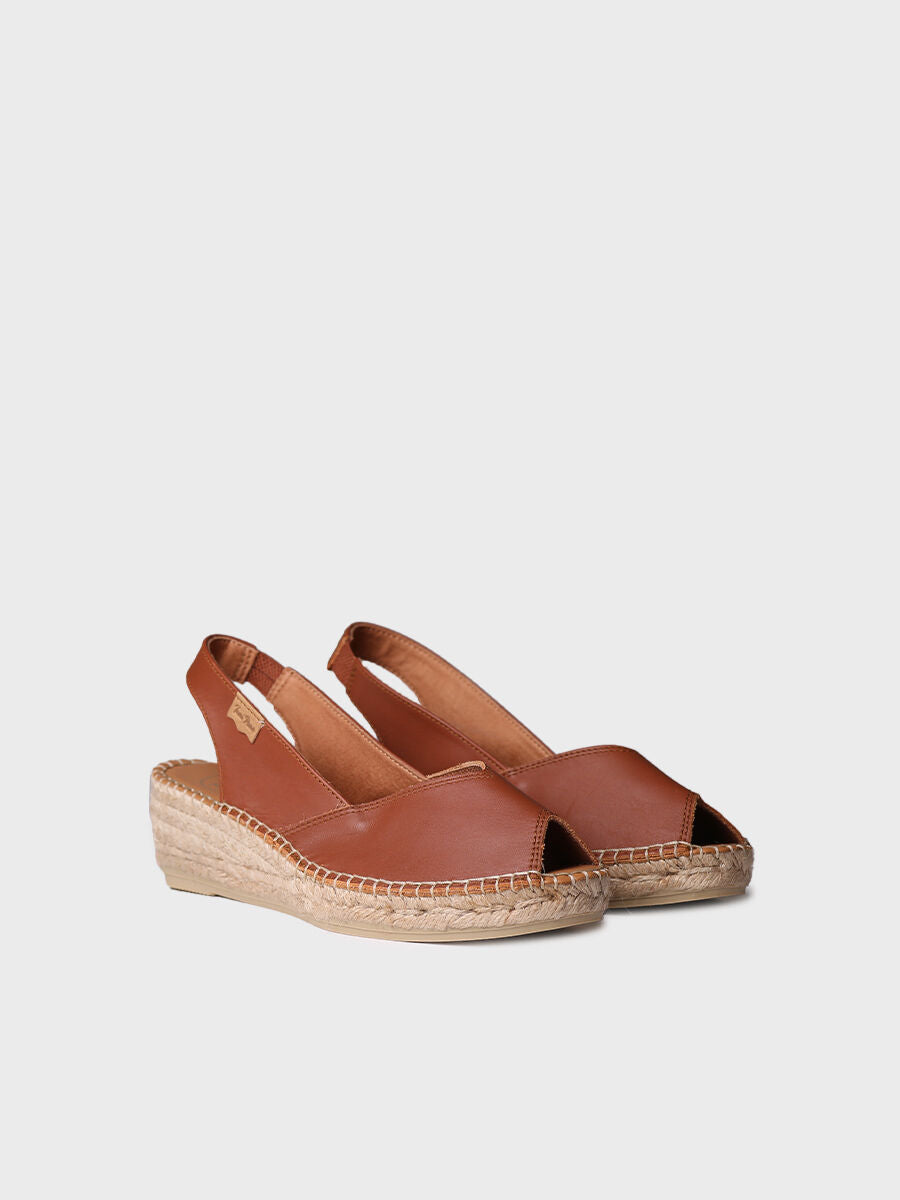 Wedge espadrilles in leather - BERNIA-P-NOUGAT