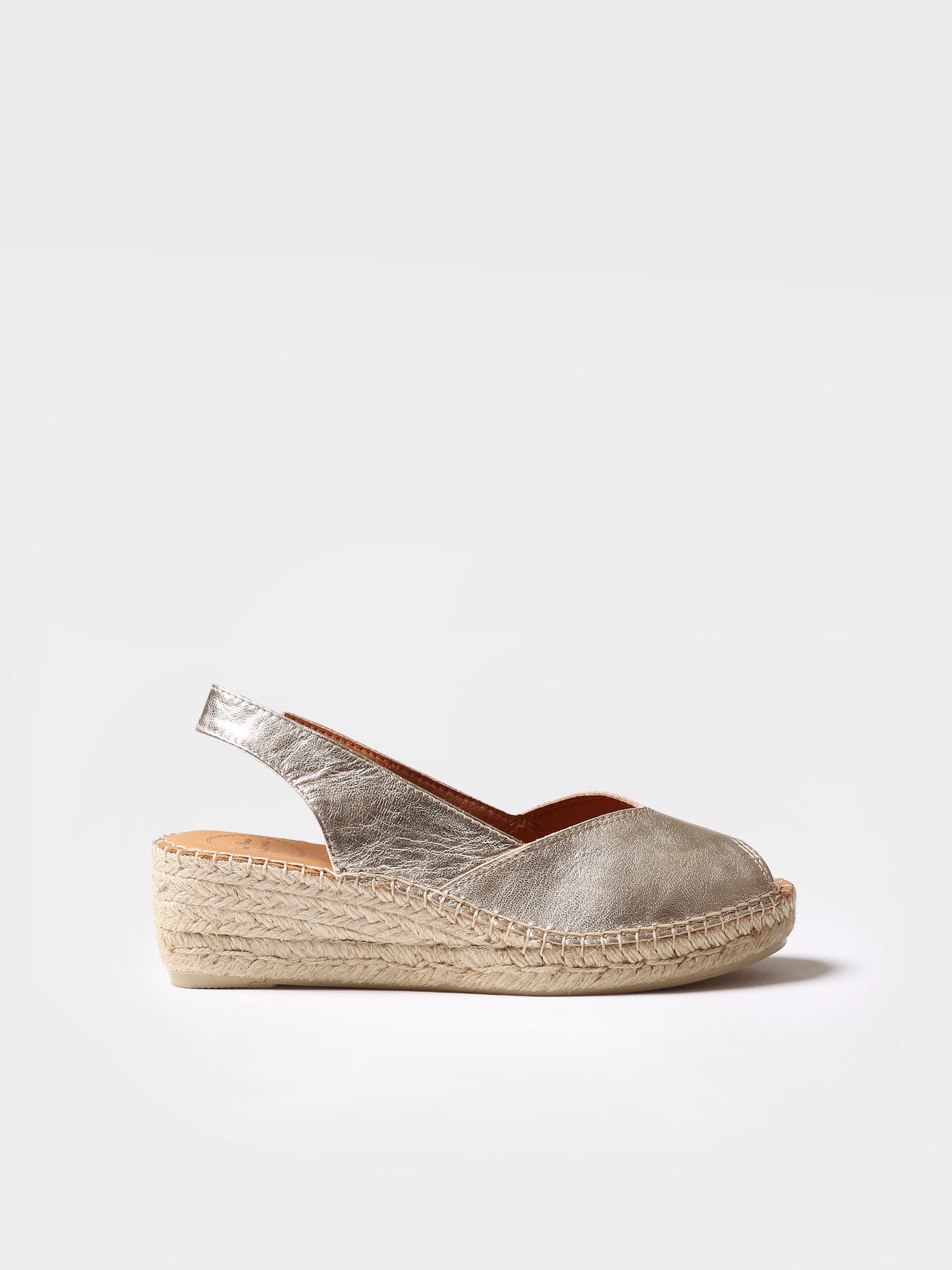 Wedge espadrilles in leather - BERNIA-P-PLATINUM