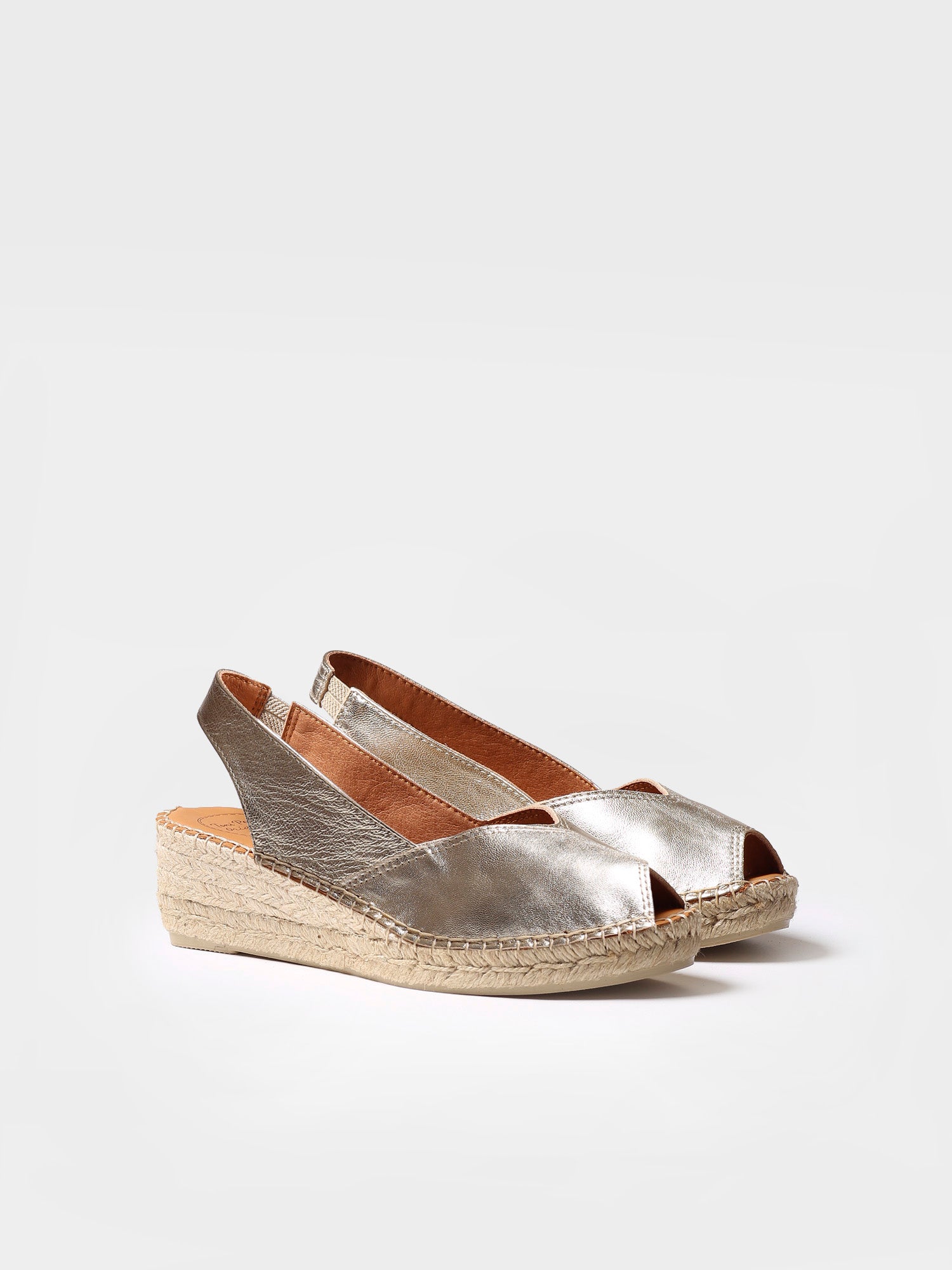 Wedge espadrilles in leather - BERNIA-P-PLATINUM