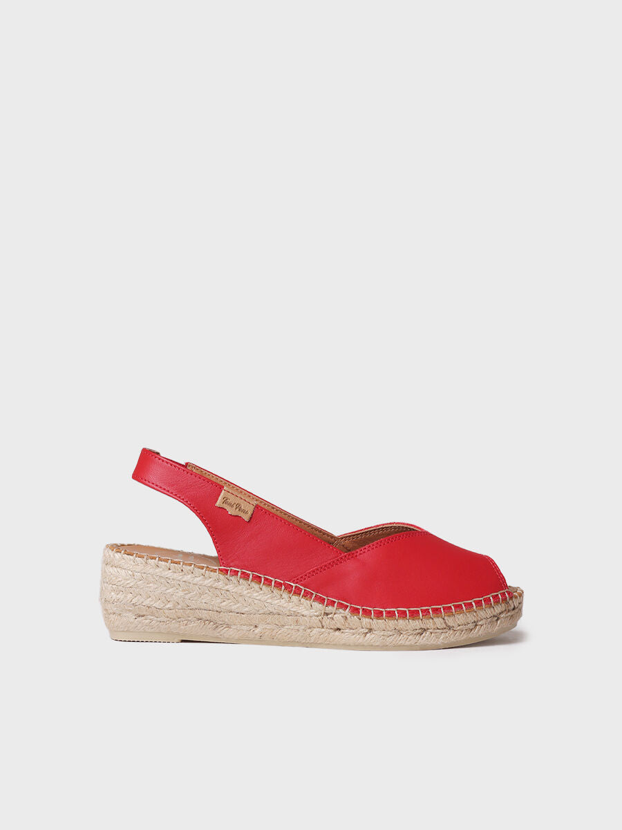 Wedge espadrilles in leather - BERNIA-P-RED