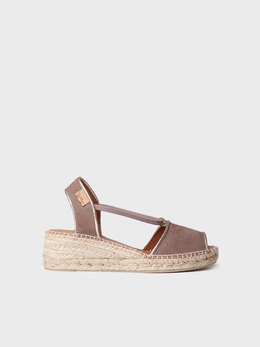 Women's wedge espadrilles in suede - BILDA-TAUPE