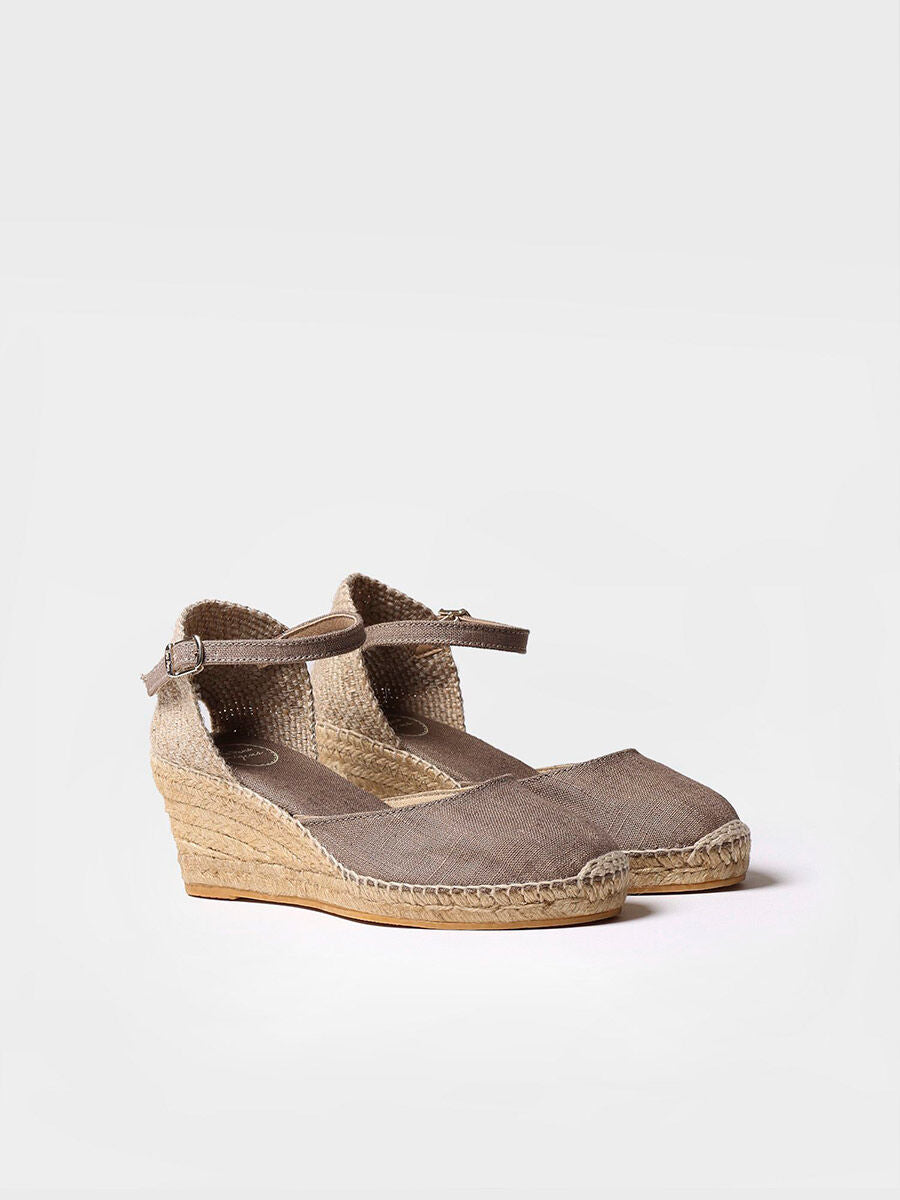 Jute wedge espadrilles with buckle - CALDES-TAUPE