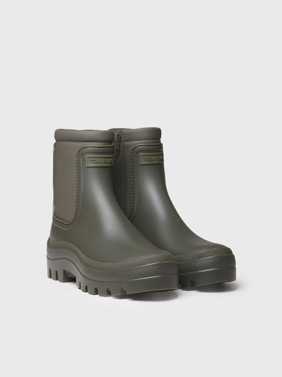 Women's rain boots with neoprene in khaki - CASCAIS