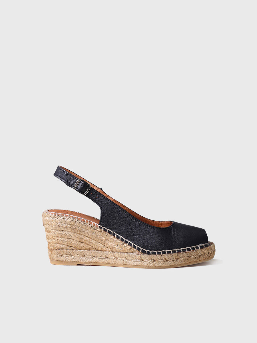 Wedge espadrilles peep toe style - CROATIA-BLACK