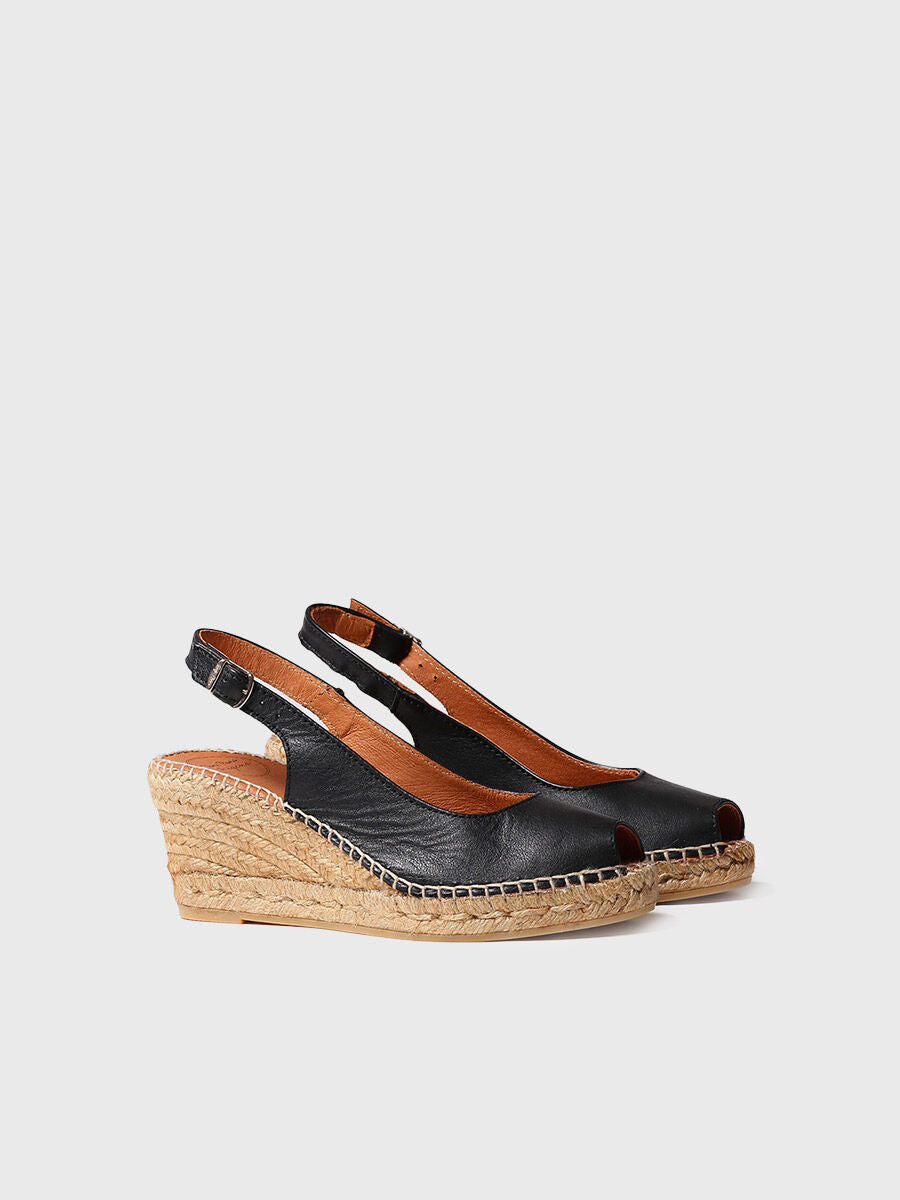 Wedge espadrilles peep toe style - CROATIA-BLACK