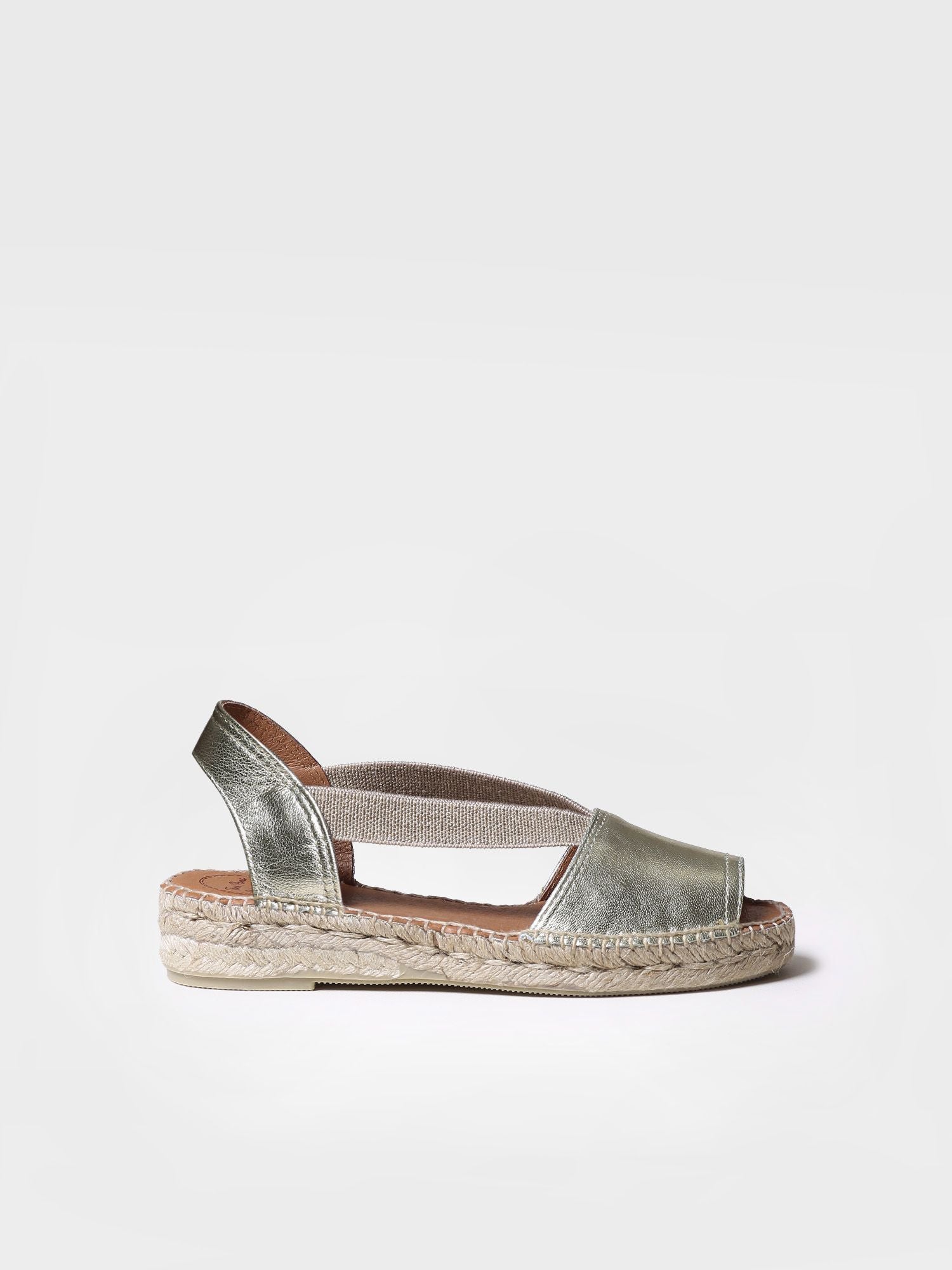 Flat leather sandal with elastics - ETNA