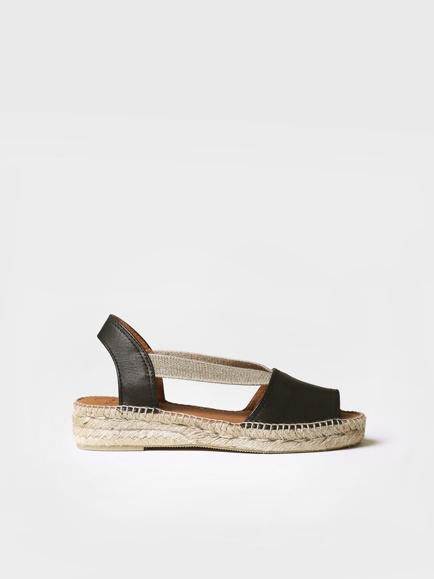 Flat leather sandal with elastics - ETNA