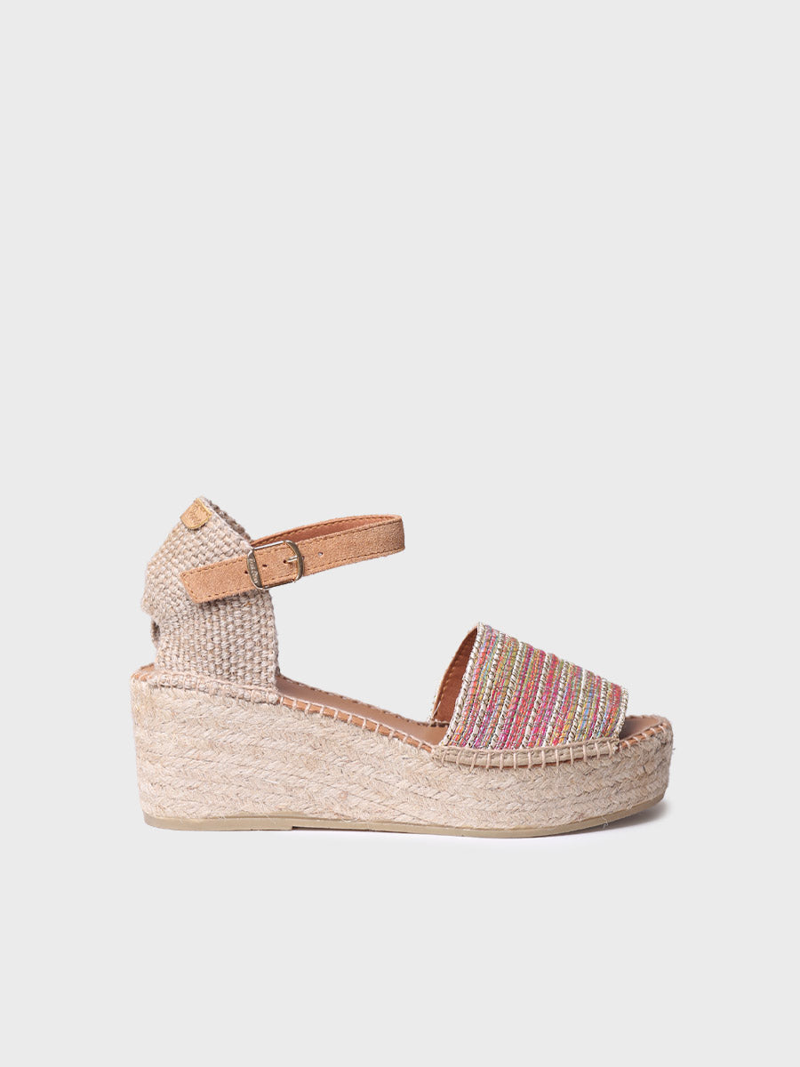 Women's peep toe espadrilles in multicoloured fabric - IVET-CL