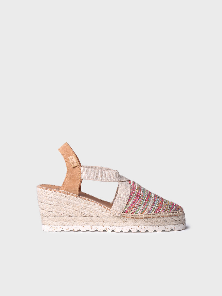 Medium wedge espadrille in multicoloured fabric - TERRA-CL