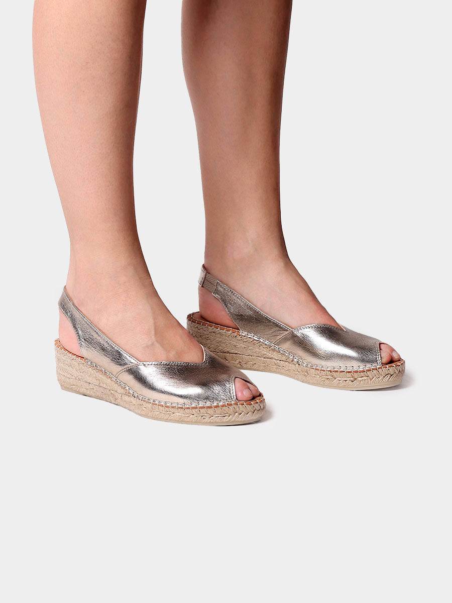 Women's leather peep-toe espadrille wedge | BERNIA-P