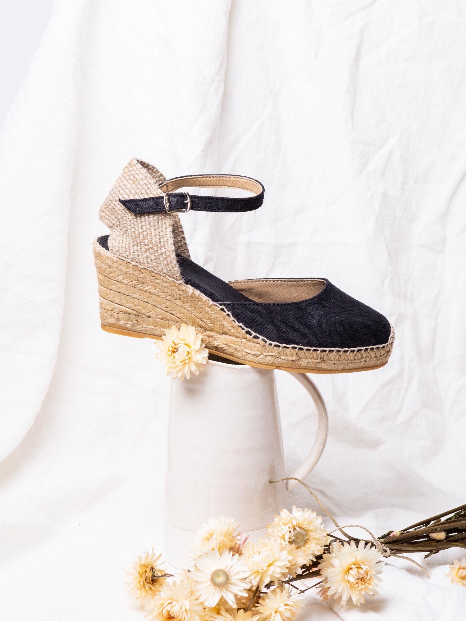 Jute wedge espadrilles with buckle - CALDES