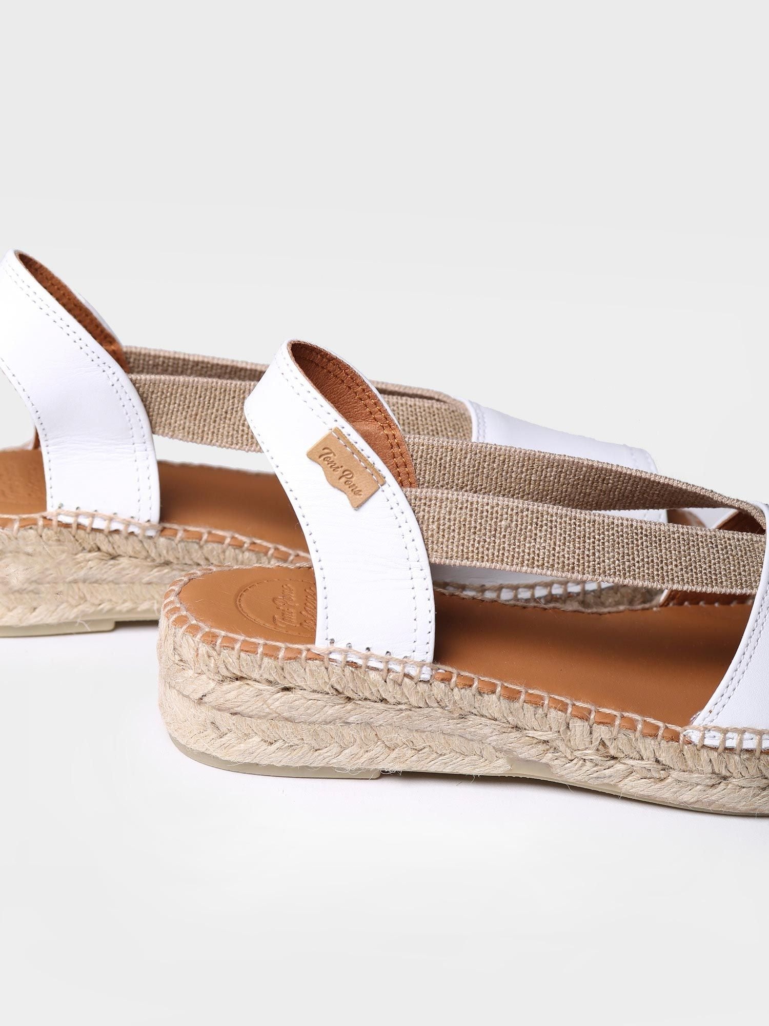 Flat leather sandal with elastics - ETNA
