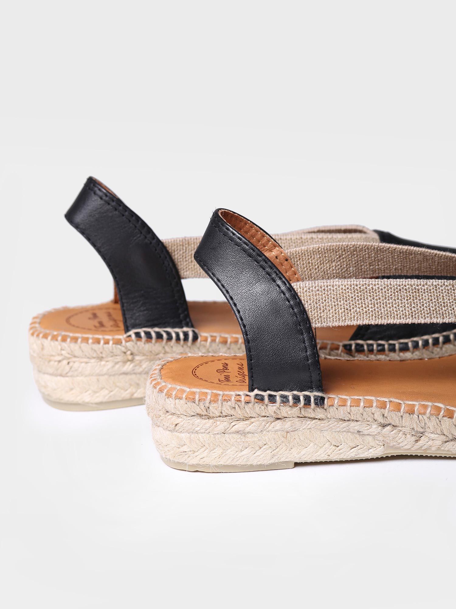 Flat leather sandal with elastics - ETNA