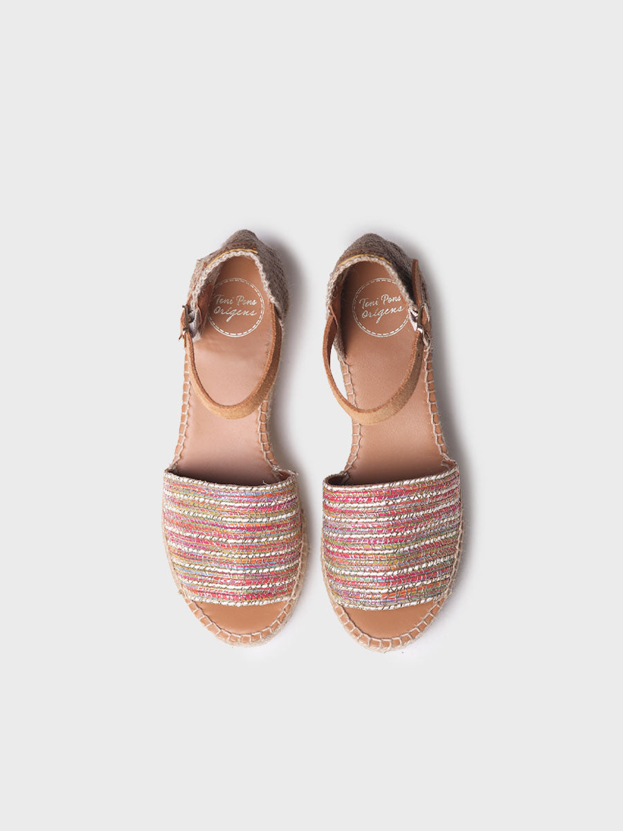 Women's peep toe espadrilles in multicoloured fabric - IVET-CL