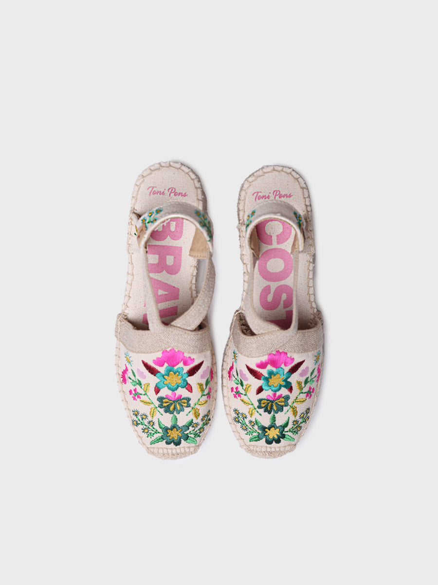 Women's wedge espadrilles with multicoloured embroidery - MONTJOI