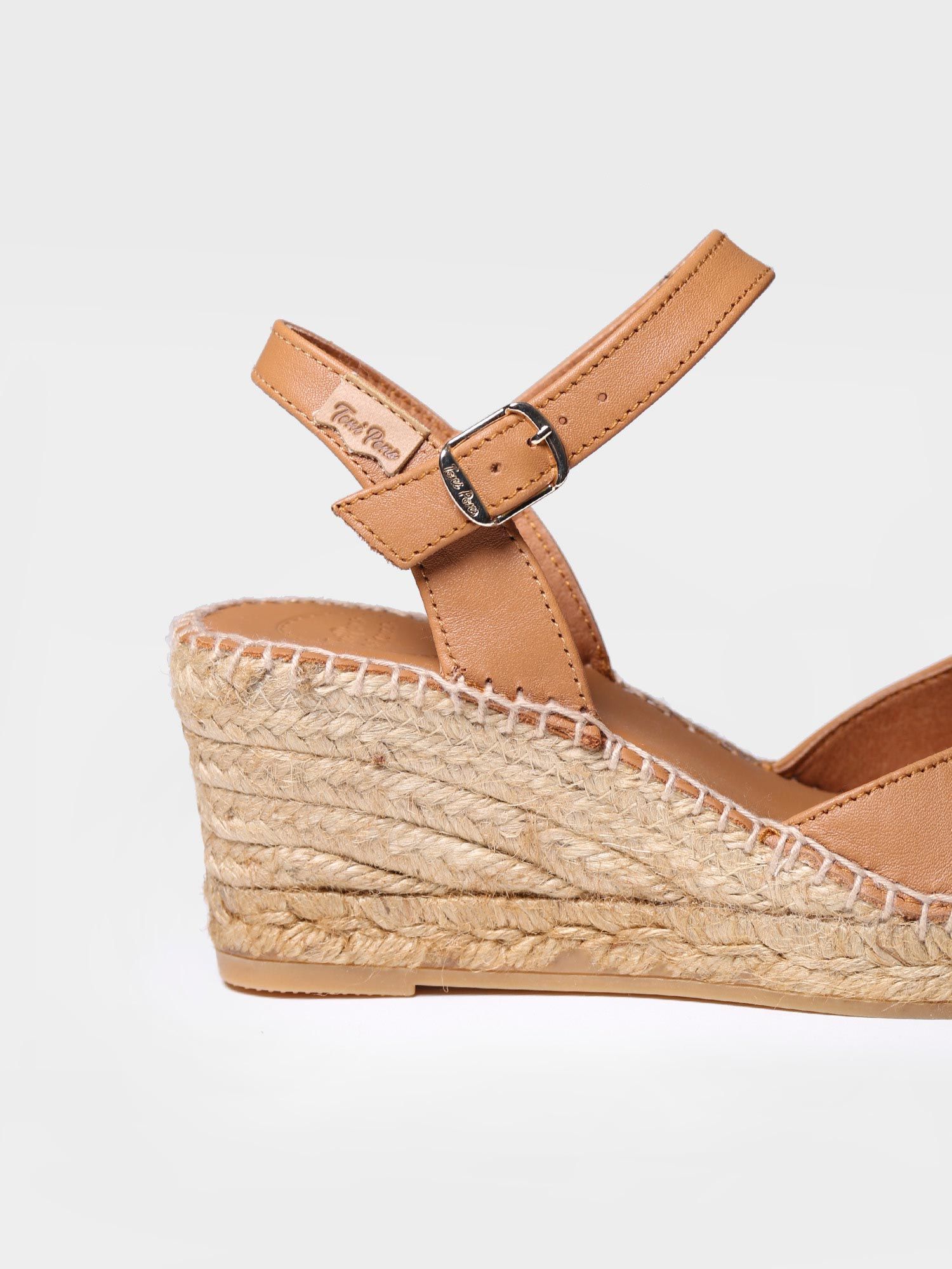 Women's wedge espadrilles in leather - SIA-P