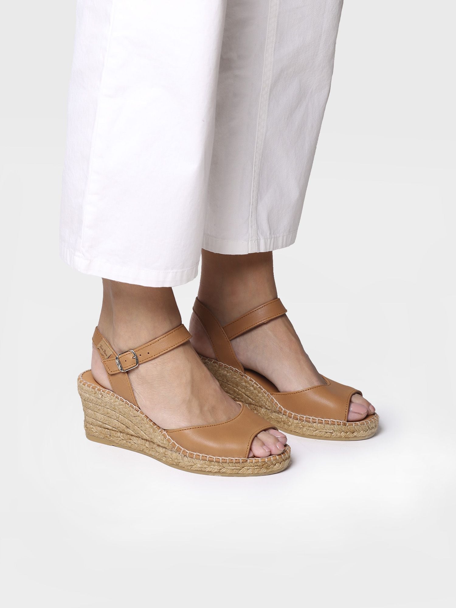 Women's wedge espadrilles in leather - SIA-P