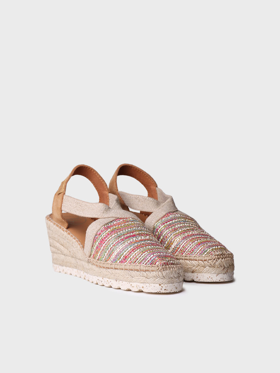 Medium wedge espadrille in multicoloured fabric - TERRA-CL