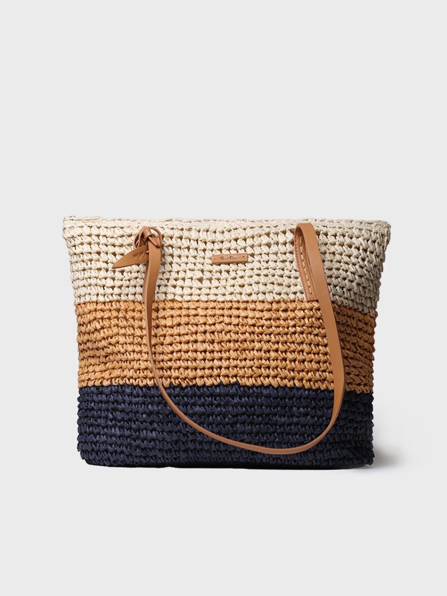 Paper raffia shopper bag with zipper | DORA