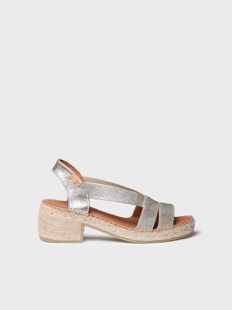 Women's espadrille with wide heel and metallic elastic - DAMA