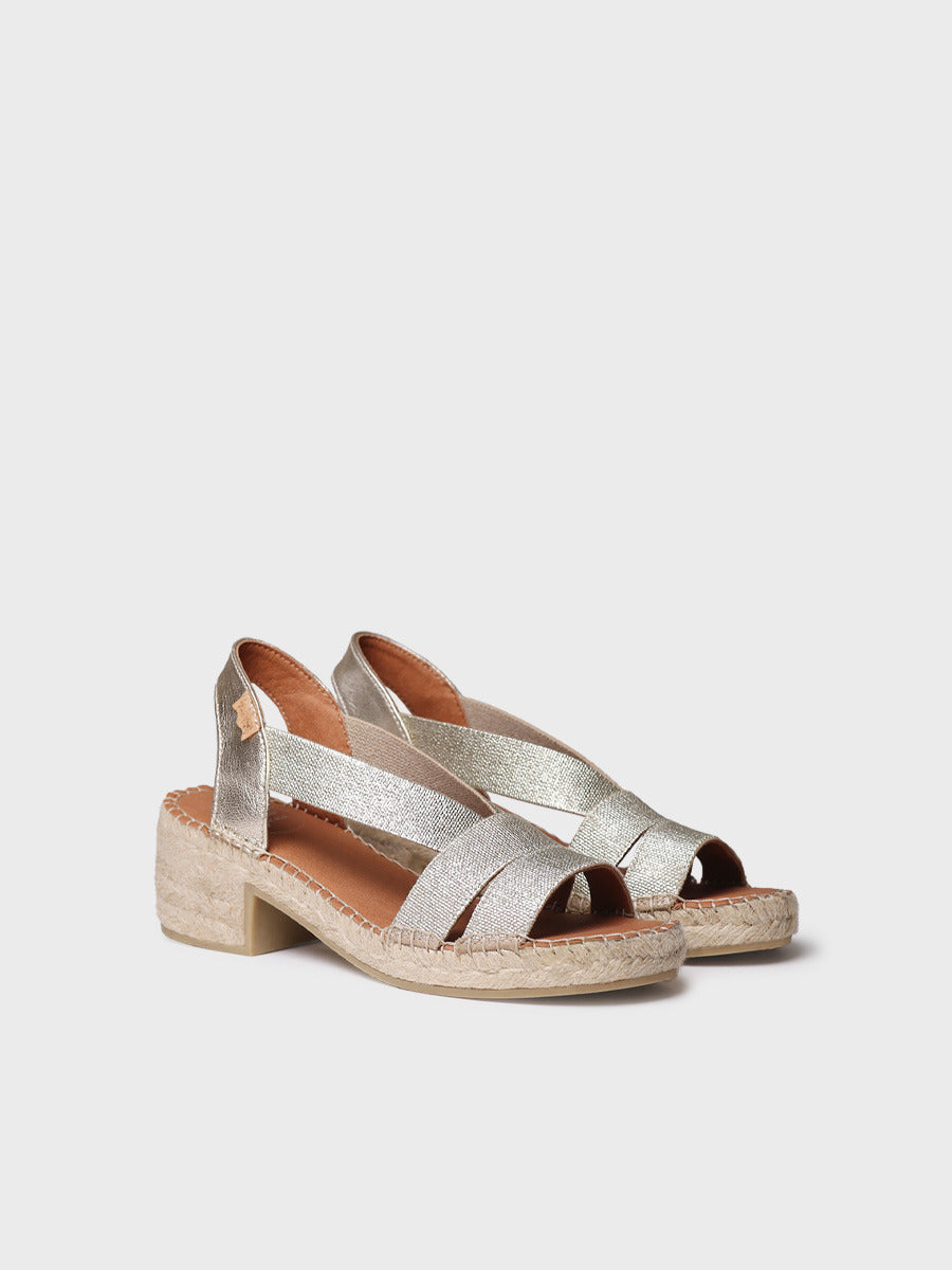 Women's espadrille with wide heel and metallic elastic - DAMA