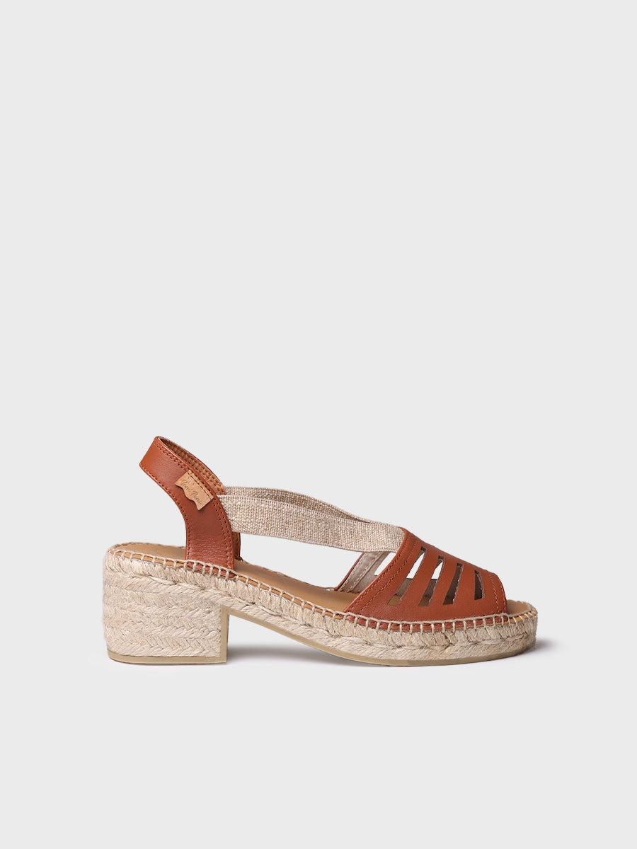 Women's leather espadrille with wide heel and elastic - DIMA