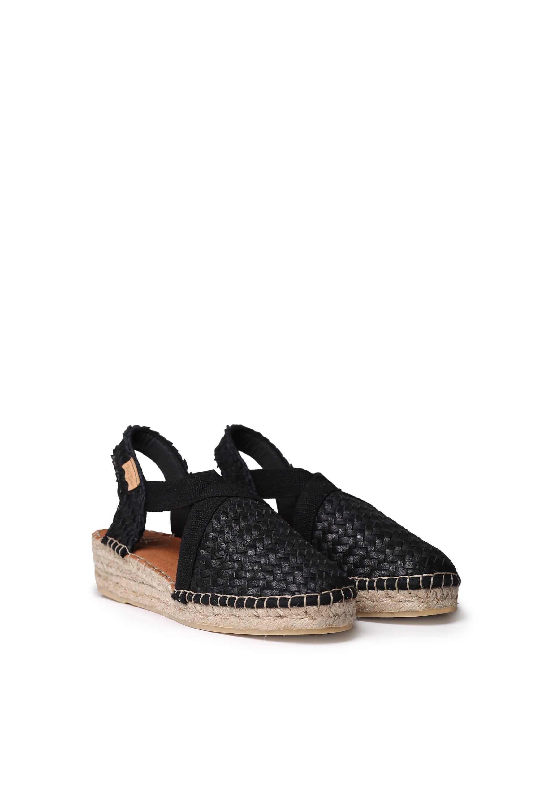 Women's closed espadrille in braided leather with wedge heel | SIRACUSA