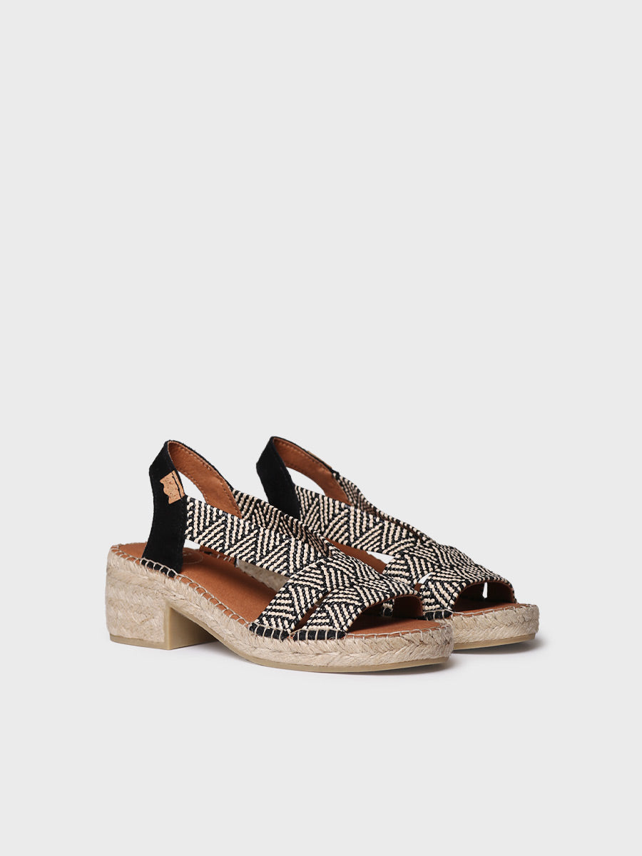 Women's espadrille with wide heel and two-tone elastic - DALYN