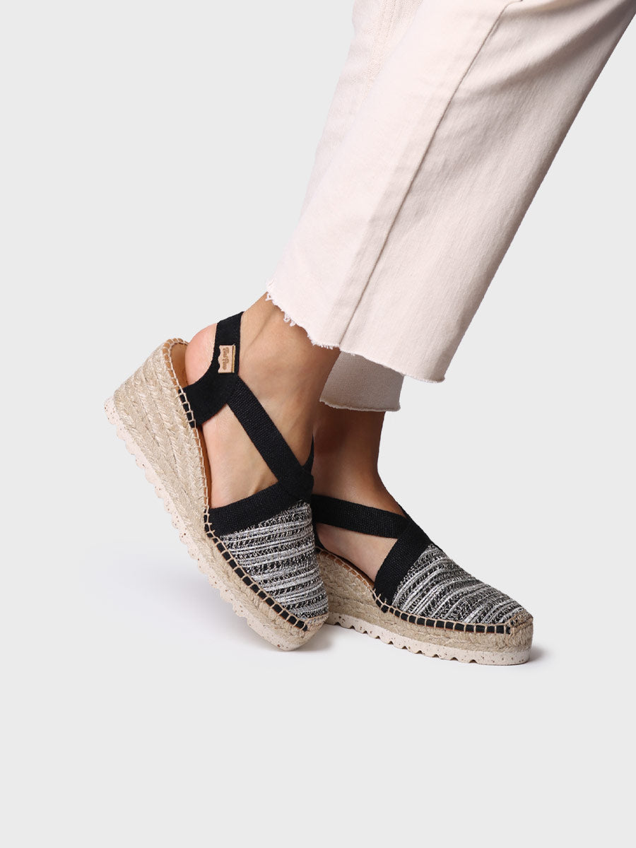 Medium wedge espadrille in multicoloured fabric - TERRA-CL