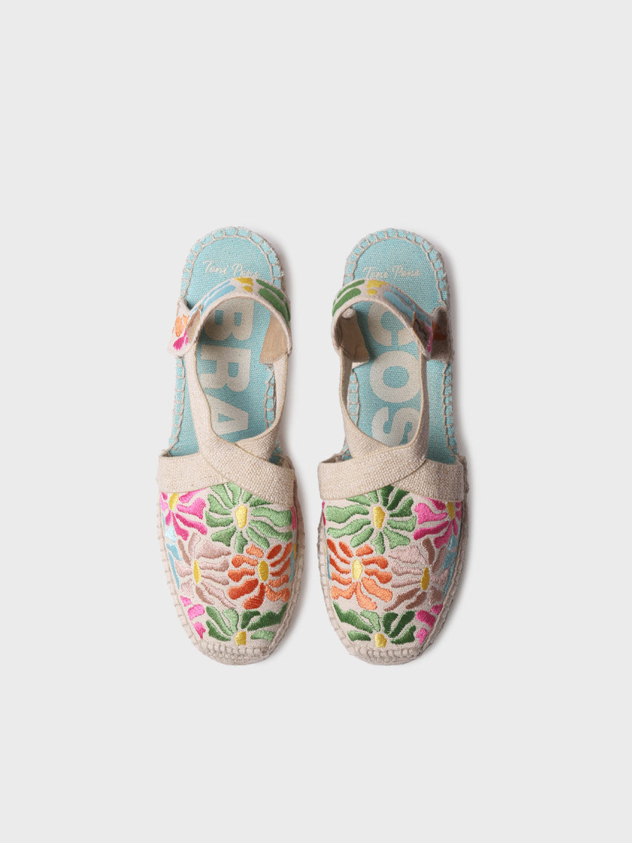 Women's wedge espadrille with multicolored embroidery | MONTJOI