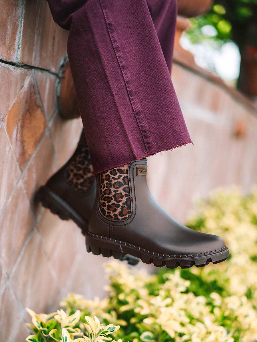 Women's rain boots with elastic in animal print | CLAYTON