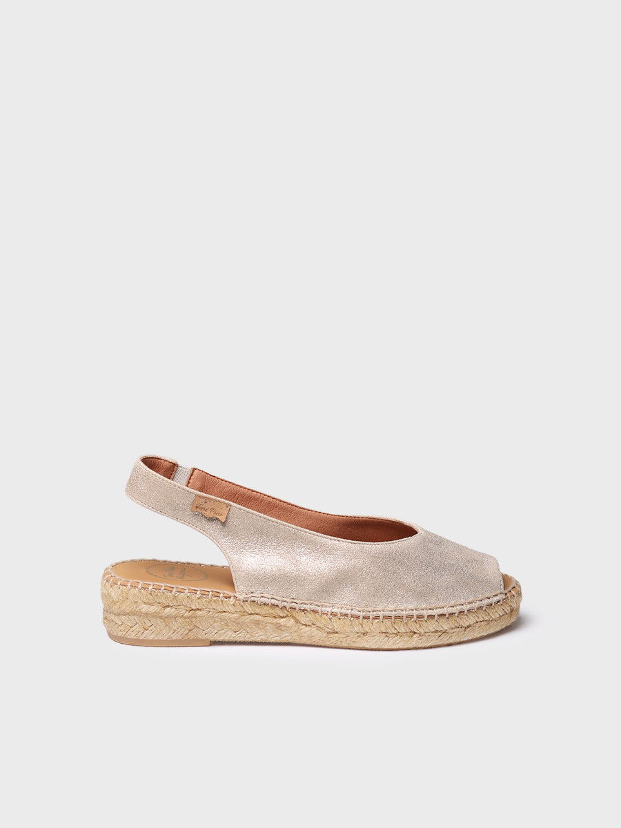 Women's peep-toe espadrille in shiny leather | ERICA-AS