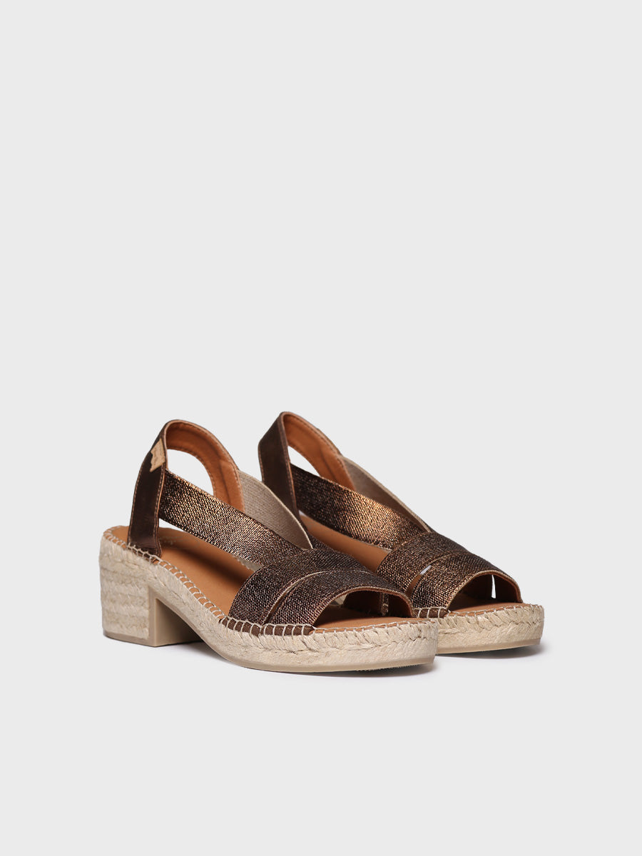 Women's espadrille with wide heel and metallic elastic - DAMA