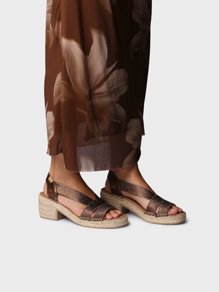 Women's espadrille with wide heel and metallic elastic - DAMA