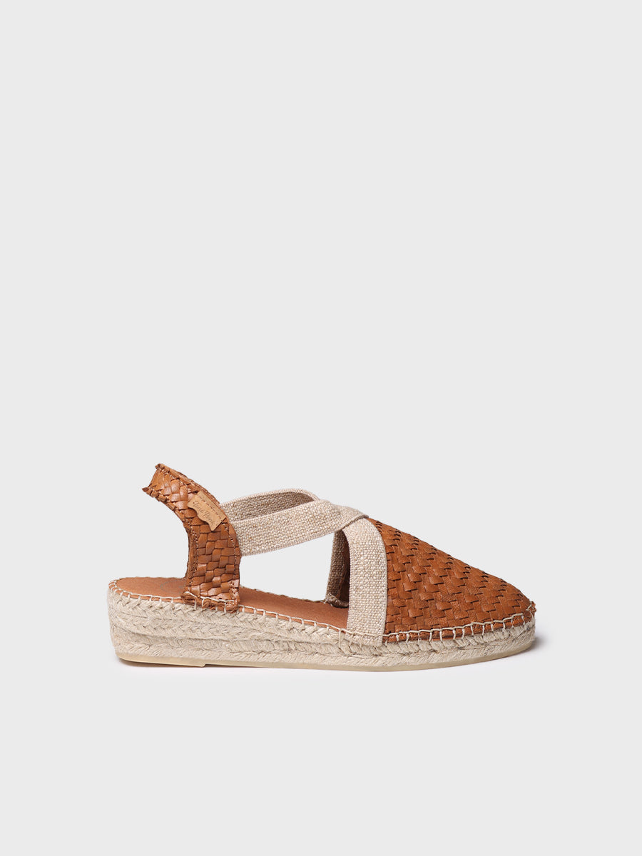 Women's closed espadrille in braided leather with wedge heel | SIRACUSA