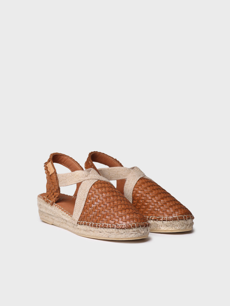 Women's closed espadrille in braided leather with wedge heel | SIRACUSA