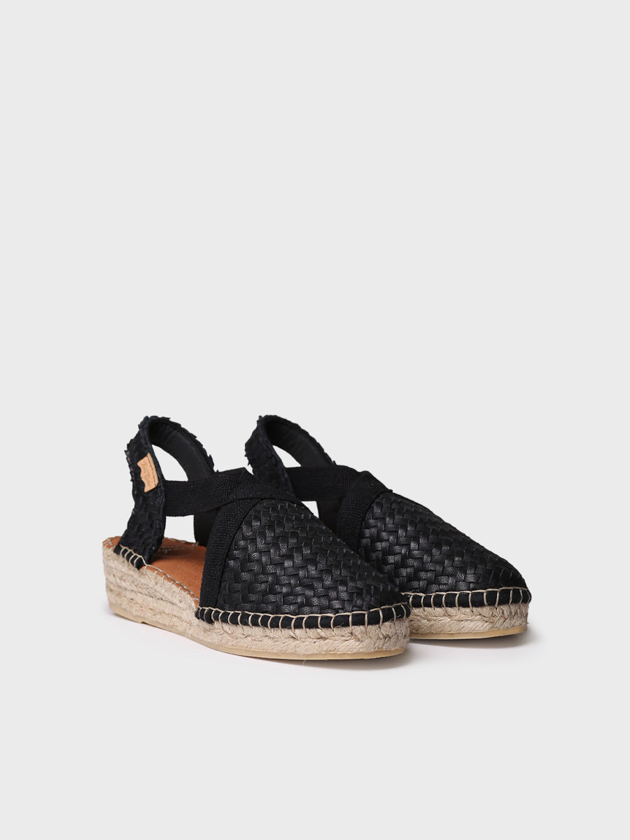 Women's closed espadrille in braided leather with wedge heel | SIRACUSA