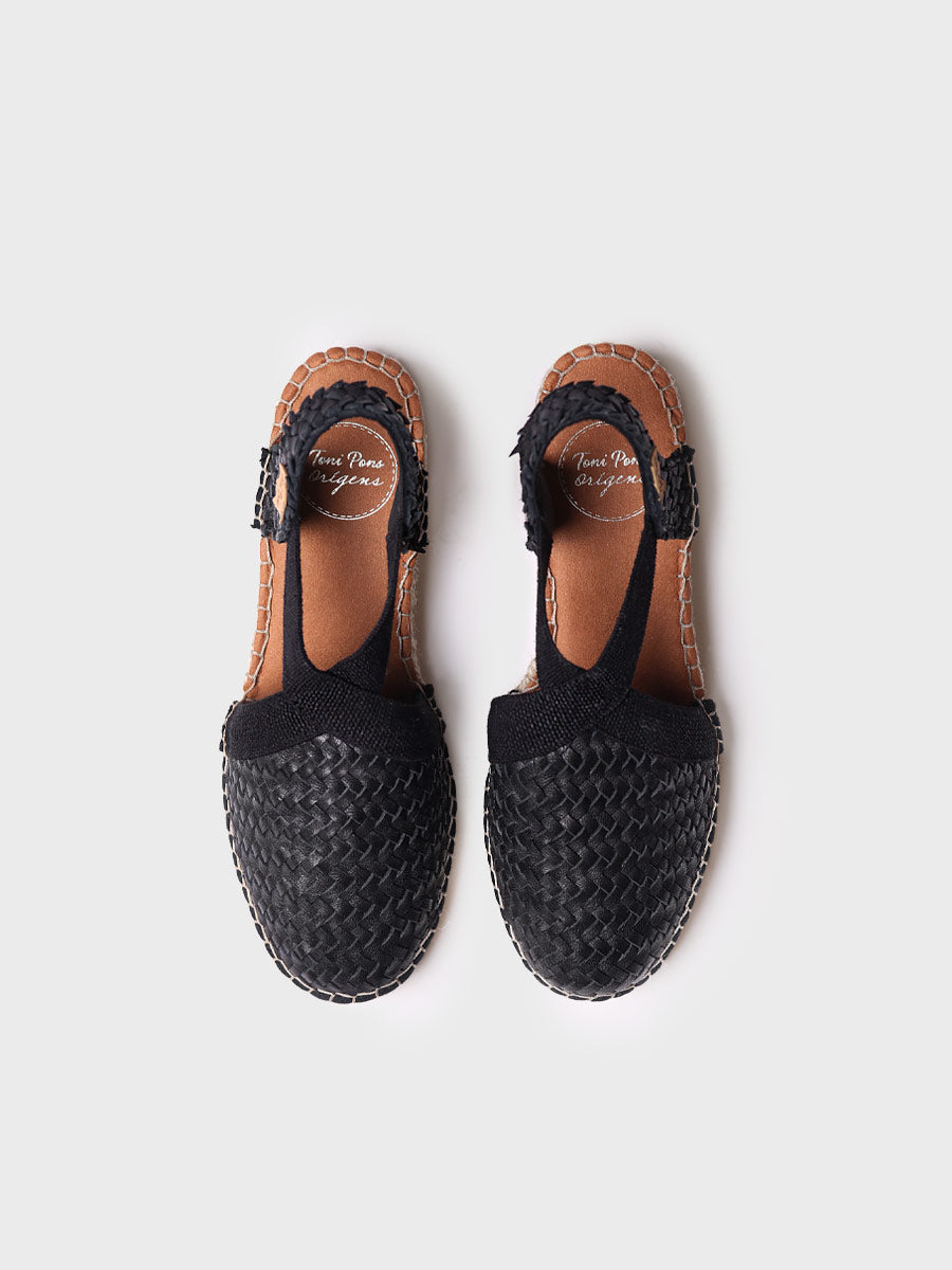 Women's closed espadrille in braided leather with wedge heel | SIRACUSA