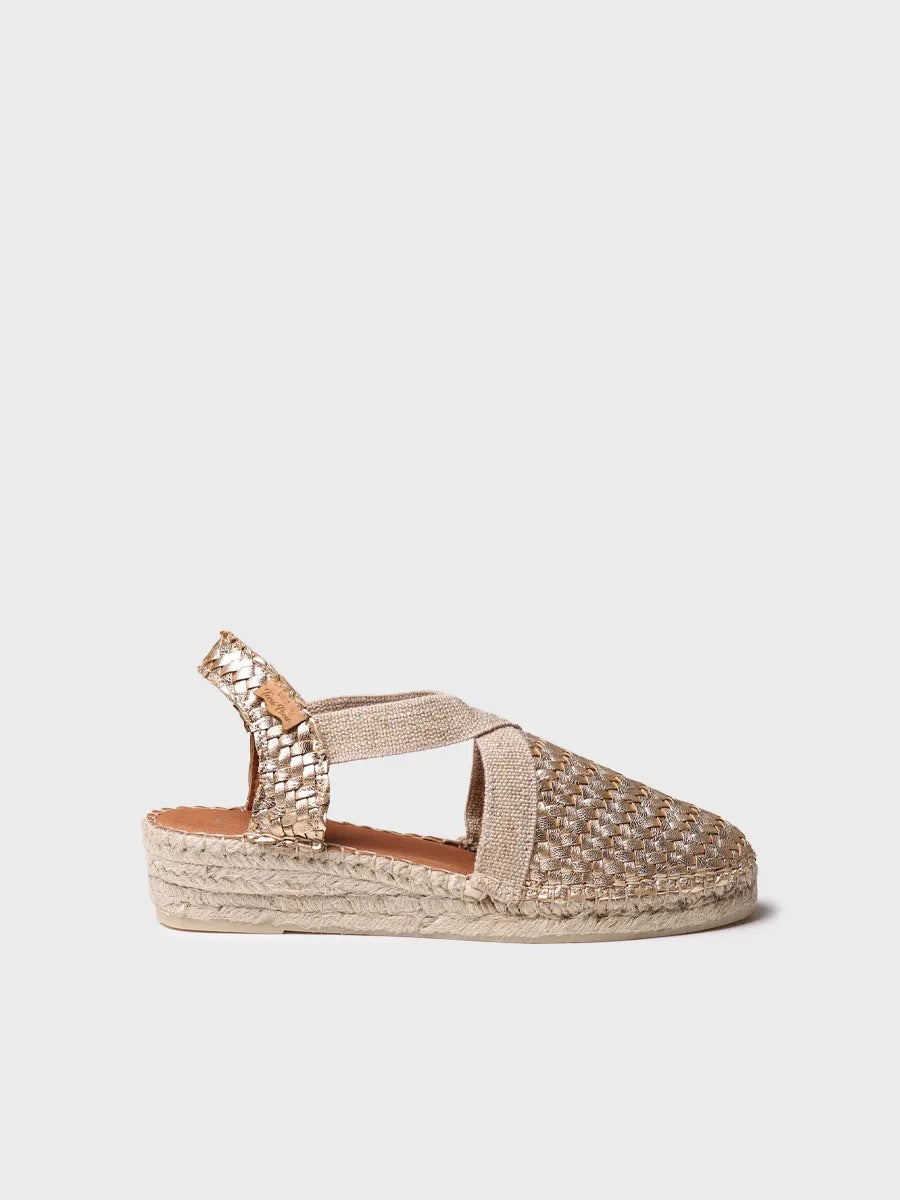 Women's closed espadrille in braided leather with wedge heel | SIRACUSA