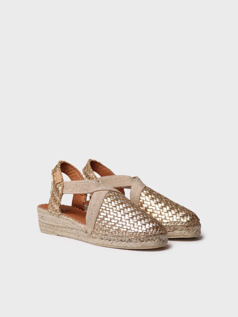 Women's closed espadrille in braided leather with wedge heel | SIRACUSA