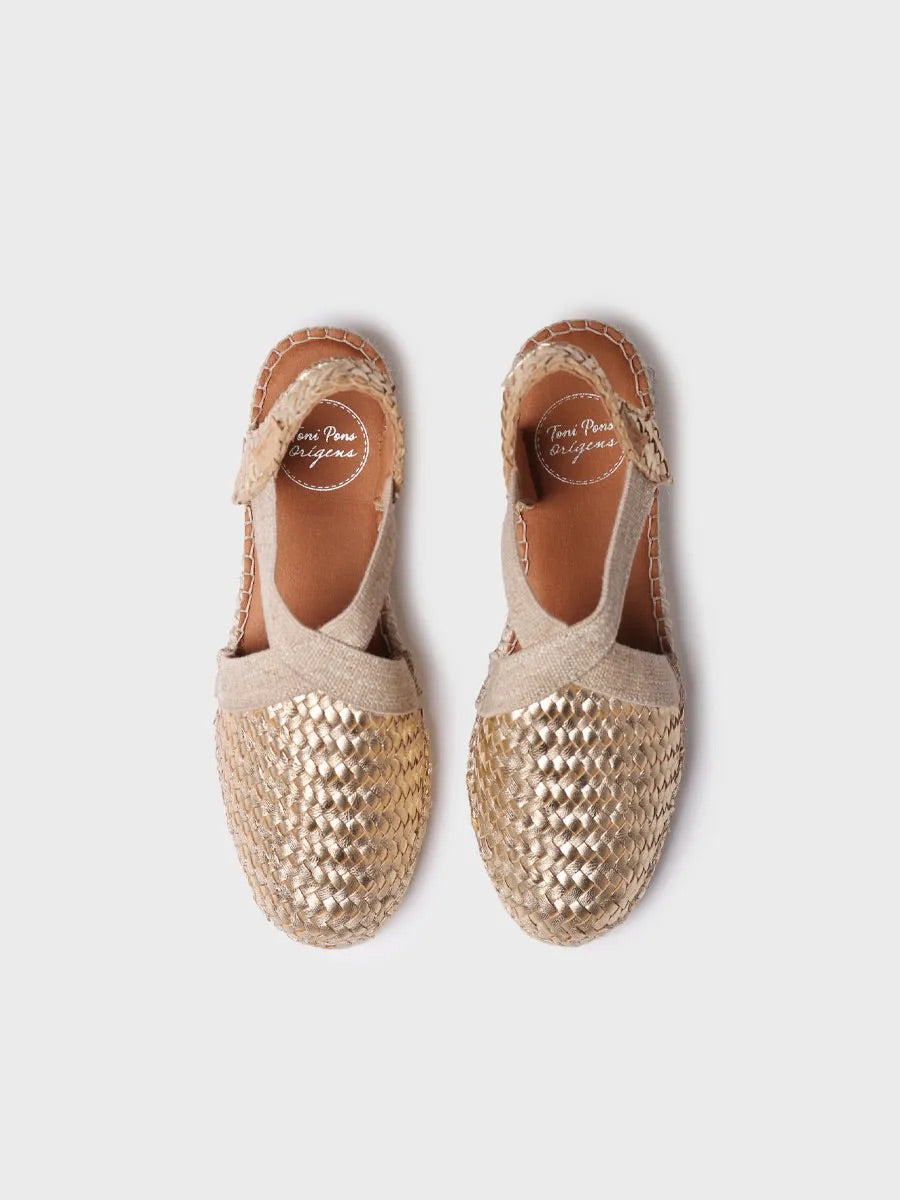 Women's closed espadrille in braided leather with wedge heel | SIRACUSA