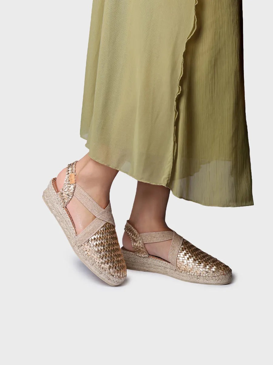 Women's closed espadrille in braided leather with wedge heel | SIRACUSA