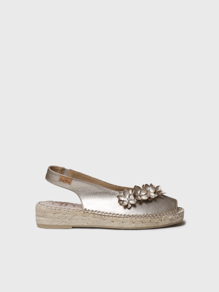 Women's metallic flat espadrilles with flowers | ERICA-TA